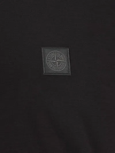 Stone Island Logo Cotton T-shirt In Black