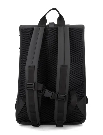 Rains Womens Black Roll-top Large Waterproof Shell Backpack In Black