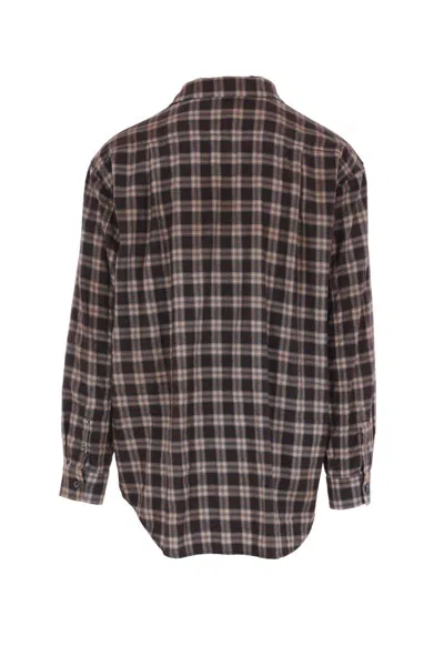 Dsquared2 D2 X Magliano Brown Shirt With Tie Detail On The Front And All-over Check Motif In Cotton Man In Brown