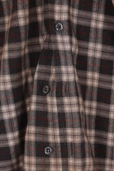 Dsquared2 D2 X Magliano Brown Shirt With Tie Detail On The Front And All-over Check Motif In Cotton Man In Brown