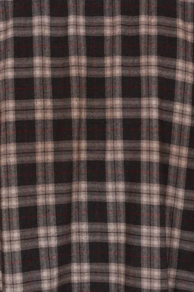 Dsquared2 D2 X Magliano Brown Shirt With Tie Detail On The Front And All-over Check Motif In Cotton Man In Brown