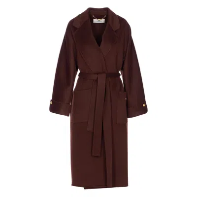 Elisabetta Franchi Wool Trench Coat In Multi