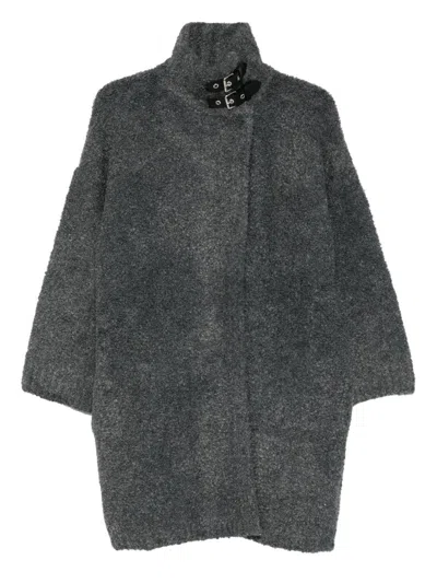 Liu •jo Buckle-collar Coat In Gray