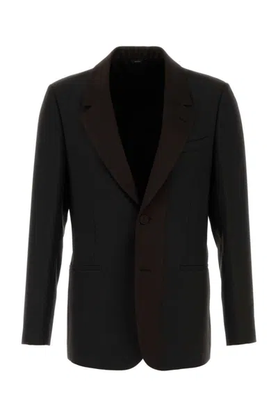 Fendi Men Brown Single-breasted Jacket With Notched Revers In Wool Blend Man In Brown