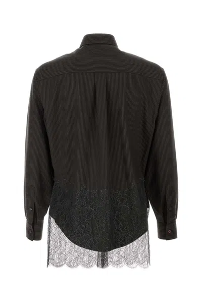 Fendi Wool Shirt With Lace Hem And Long Sleeves In Brown