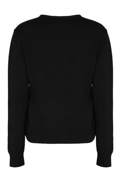 Moncler Cardigan With Padded Front Panel In Black