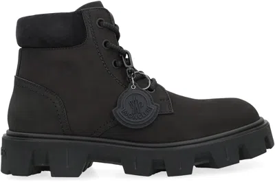 Moncler Lace-up Boots Peak City In Leather In Black