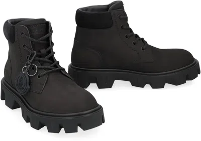 Moncler Lace-up Boots Peak City In Leather In Black