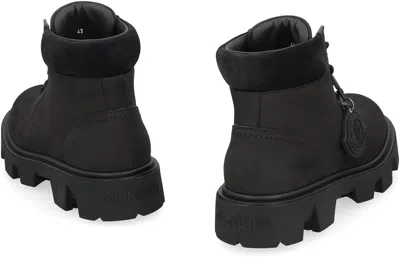 Moncler Lace-up Boots Peak City In Leather In Black