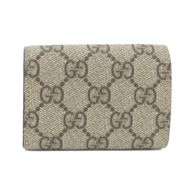 Pre-owned Gucci Beige Blue Gg Supreme Wallet (tri-fold) ()