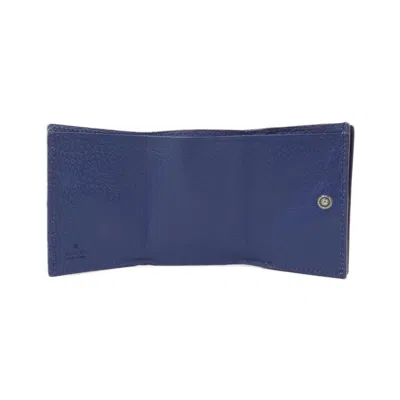 Pre-owned Gucci Beige Blue Gg Supreme Wallet (tri-fold) ()