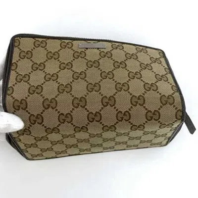 Pre-owned Gucci Beige Brown Canvas Leather Long Wallet (bi-fold) () In Multi