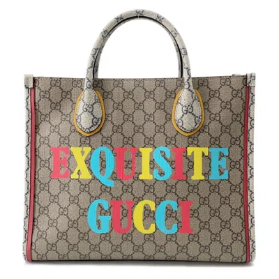 Pre-owned Gucci Beige Multi-color Gg Supreme Tote Bag ()