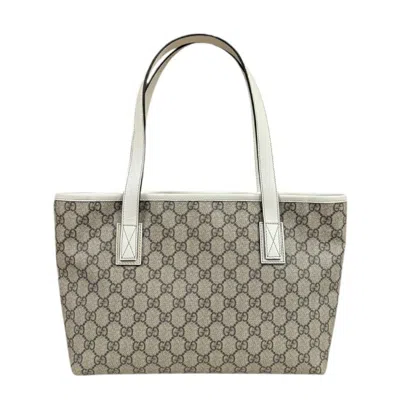 Pre-owned Gucci Beige White Gg Supreme Canvas Tote Bag ()