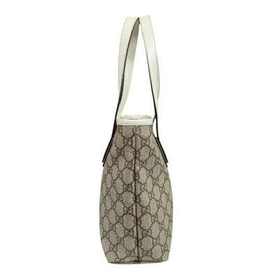 Pre-owned Gucci Beige White Gg Supreme Canvas Tote Bag ()