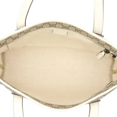 Pre-owned Gucci Beige White Gg Supreme Canvas Tote Bag ()