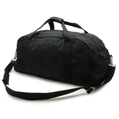 Pre-owned Gucci Black Nylon Canvas Leather Boston Bag Handbag ()