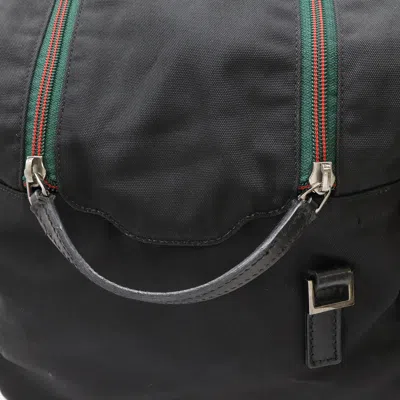 Pre-owned Gucci Black Nylon Canvas Leather Boston Bag Handbag ()