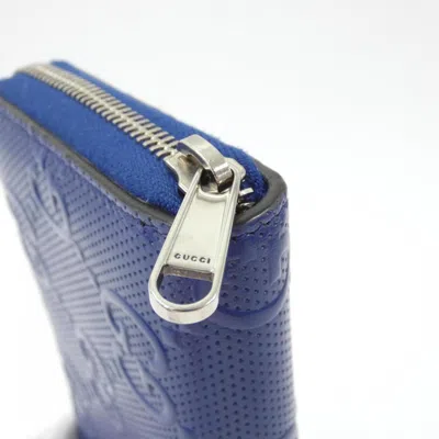 Pre-owned Gucci Blue Leather Long Wallet (bi-fold) ()