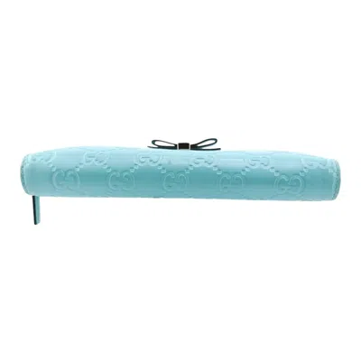 Pre-owned Gucci Blue Light Blue Leather Long Wallet (bi-fold) ()