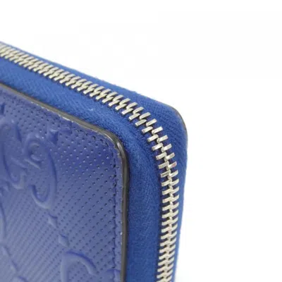 Pre-owned Gucci Blue Leather Long Wallet (bi-fold) ()