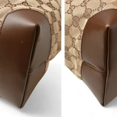 Pre-owned Gucci Brown Gg Beige Gg Canvas Tote Bag ()