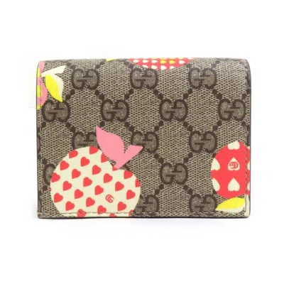 Pre-owned Gucci Brown Multi-color Gg Supreme Wallet (bi-fold) ()