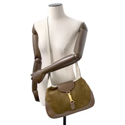Pre-owned Gucci Brown Suede Leather Shoulder Bag ()