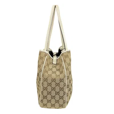 Pre-owned Gucci Gg Canvas Beige White Gg Canvas Tote Bag ()