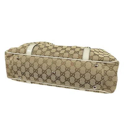 Pre-owned Gucci Gg Canvas Beige White Gg Canvas Tote Bag ()