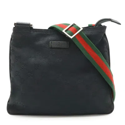 Pre-owned Gucci Gg Canvas Black Green Red Color Gg Canvas Pochette Shoulder Bag ()