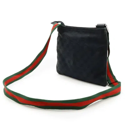 Pre-owned Gucci Gg Canvas Black Green Red Color Gg Canvas Pochette Shoulder Bag ()