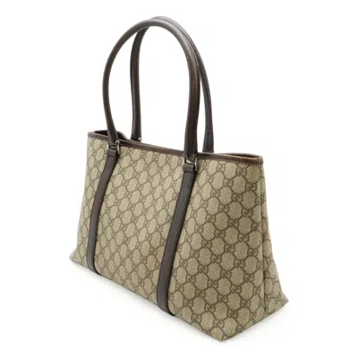 Pre-owned Gucci Gg Plus Beige Brown Dark Brown Gg Supreme Leather Shoulder Bag Tote Bag ()