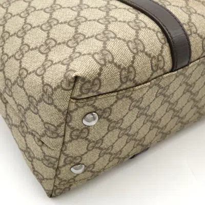 Pre-owned Gucci Gg Plus Beige Brown Dark Brown Gg Supreme Leather Shoulder Bag Tote Bag ()