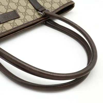 Pre-owned Gucci Gg Plus Beige Brown Dark Brown Gg Supreme Leather Shoulder Bag Tote Bag ()