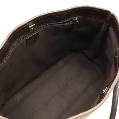 Pre-owned Gucci Gg Plus Beige Brown Dark Brown Gg Supreme Leather Shoulder Bag Tote Bag ()
