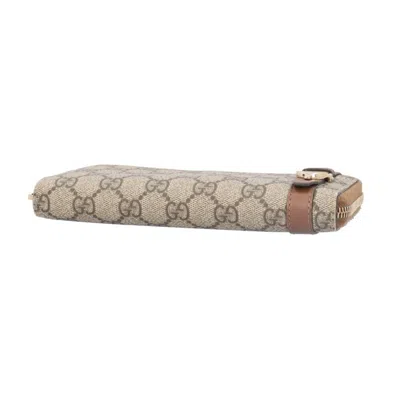 Pre-owned Gucci Gg Supreme Beige Brown Gg Supreme Long Wallet (bi-fold) ()