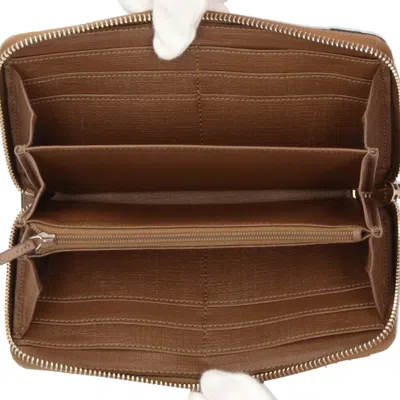 Pre-owned Gucci Gg Supreme Beige Brown Gg Supreme Long Wallet (bi-fold) ()