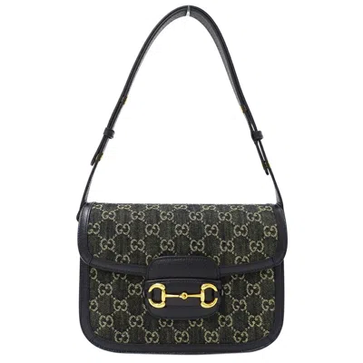 Pre-owned Gucci Horsebit Black Denim Shoulder Bag ()