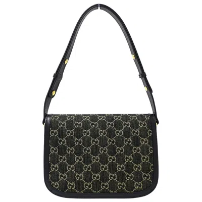 Pre-owned Gucci Horsebit Black Denim Shoulder Bag ()