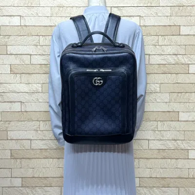 Pre-owned Gucci Navy Gg Supreme Backpack ()