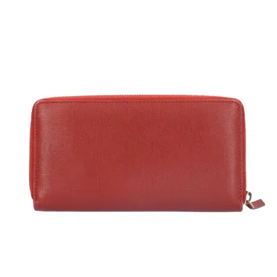 Pre-owned Gucci Red Color Leather Long Wallet (bi-fold) ()