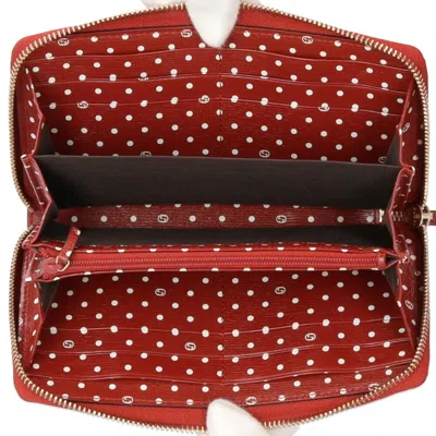 Pre-owned Gucci Red Color Leather Long Wallet (bi-fold) ()