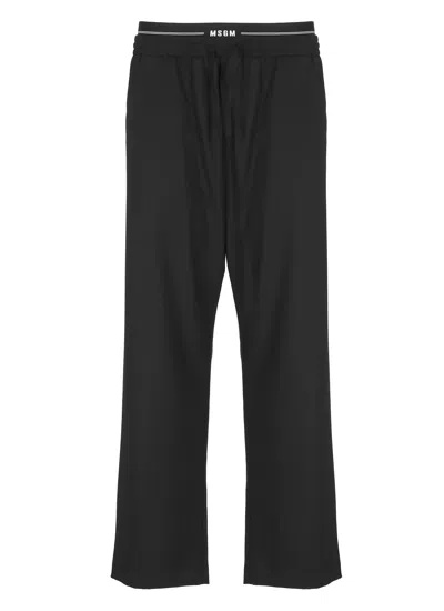 Msgm Straight Leg Wool Trousers In Black