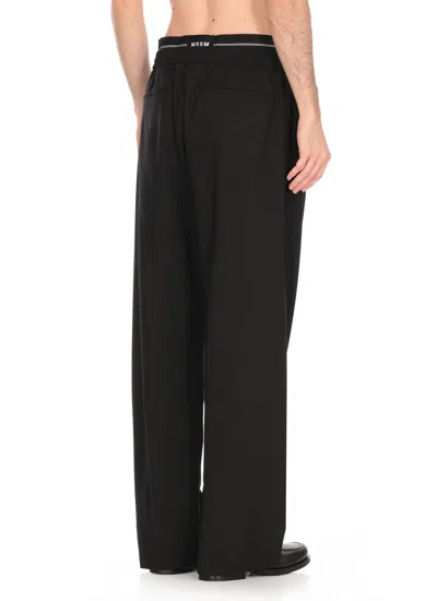 Msgm Straight Leg Wool Trousers In Black