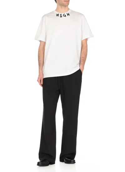 Msgm Straight Leg Wool Trousers In Black