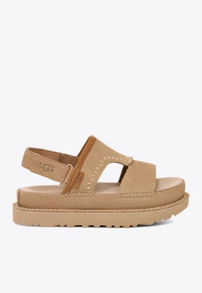 Ugg Goldenstar Regenerate Suede Sandals In Brown