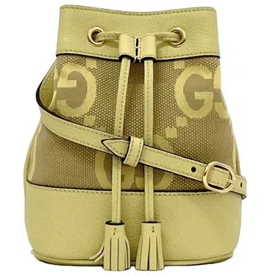 Pre-owned Gucci Yellow Canvas Leather Shoulder Bag ()