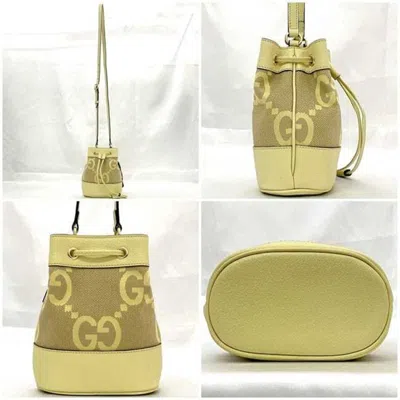 Pre-owned Gucci Yellow Canvas Leather Shoulder Bag ()