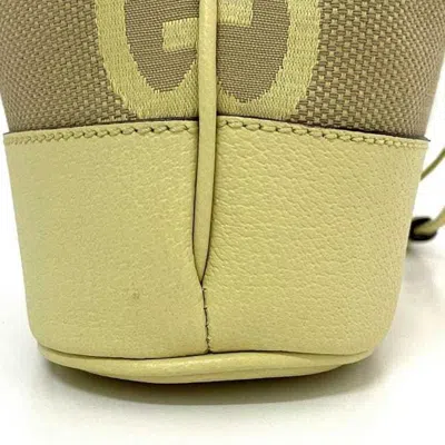 Pre-owned Gucci Yellow Canvas Leather Shoulder Bag ()